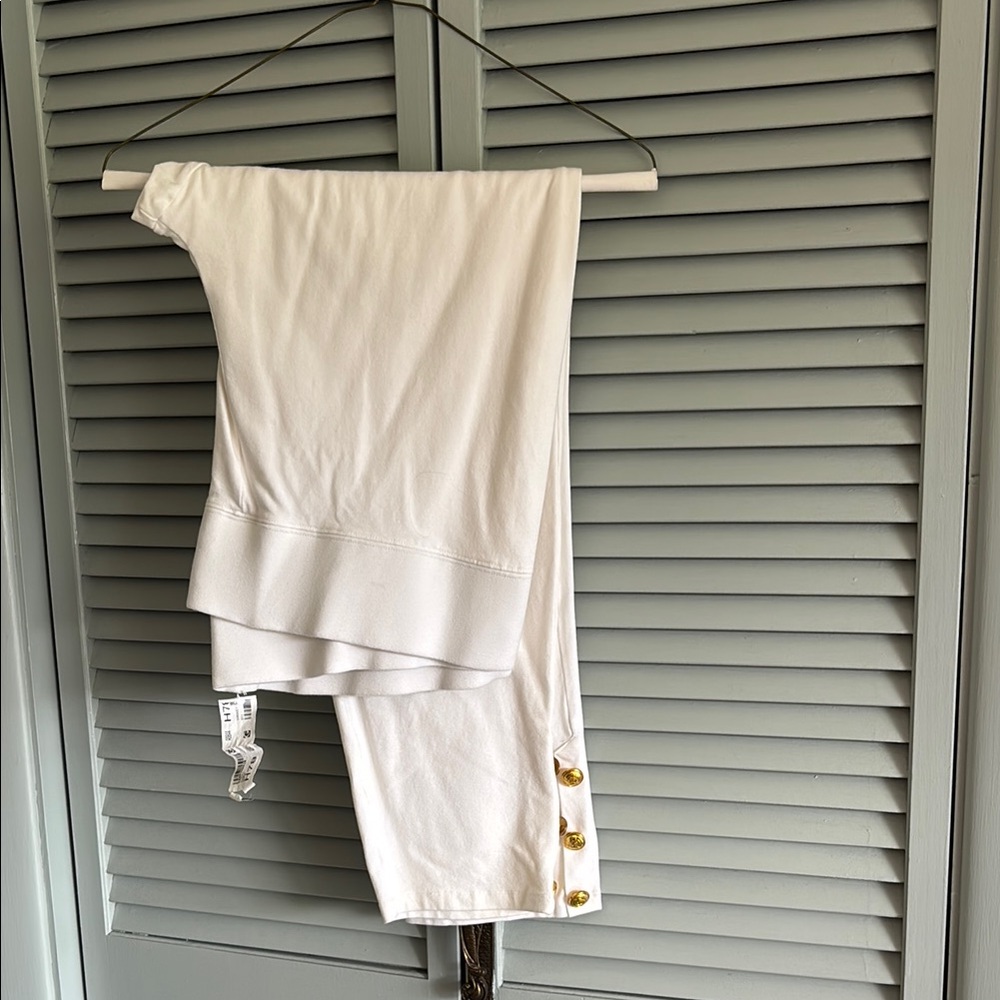 Serena Williams White Leggings with Gold Accents